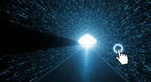 túnel o camino digital futurista hecho de líneas de datos luminosas